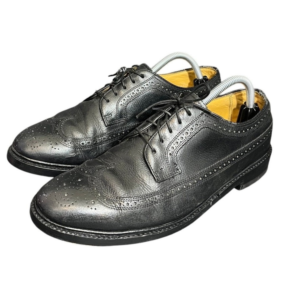 Florsheim Imperial Dress‎ Shoes Mens 9 3E Black Leather Wingtip Brogue Vintage